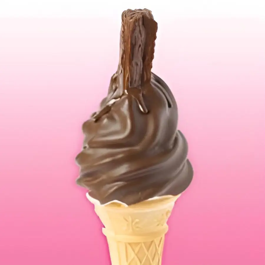 Chocolate dipped icecream with flake